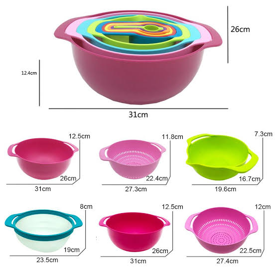 Measuring bowl/sieve &cups 10in1