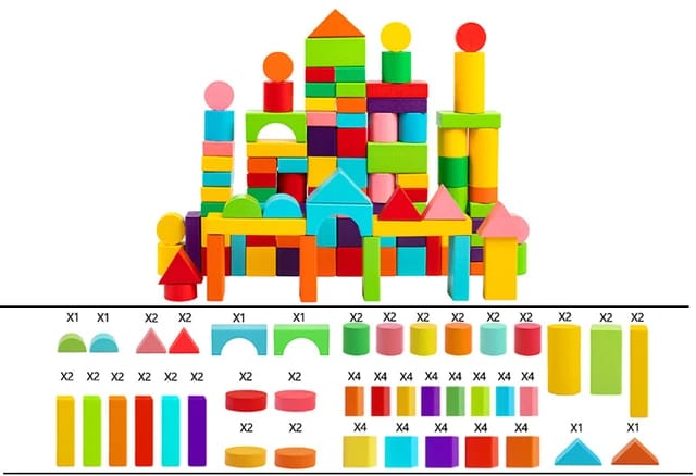 Wooden Blocks Construction Set – Fun andEducational Toy for Kids100pcs