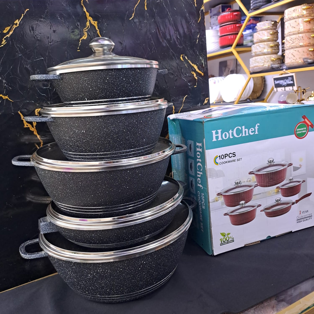 HotChef 10pc Cookware with lid covers_