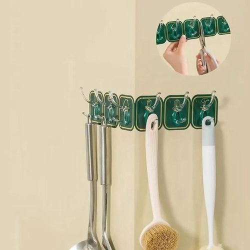 Wall-Mounted 6-Row Self-Adhesive Sticky Hook Set