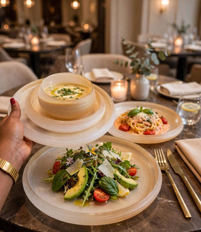 Dinner set golden pearl glass plates and soup bowl in restaurant setting — iDecorators Kenya