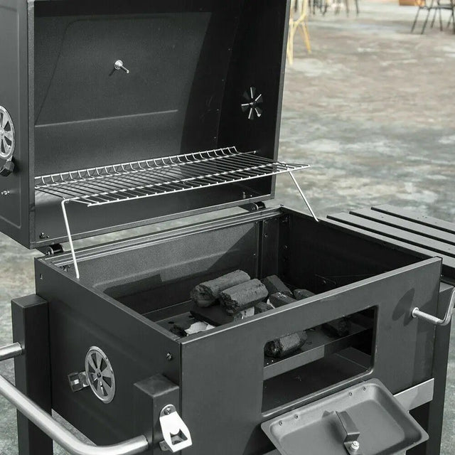Outdoor Garden Barbecue Portable BBQ Grill Outdoor Large Charcoal Trolley Rectangular BBQ Barbecue Grill