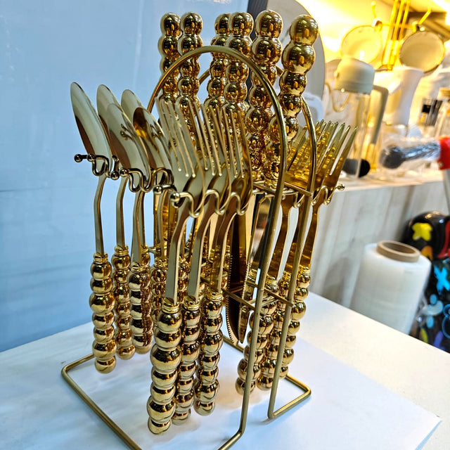 Luxury Gold Beaded Cutlery Set