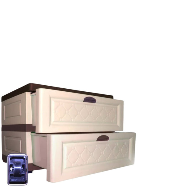 2 Drawer Cabinet – Brown & Cream