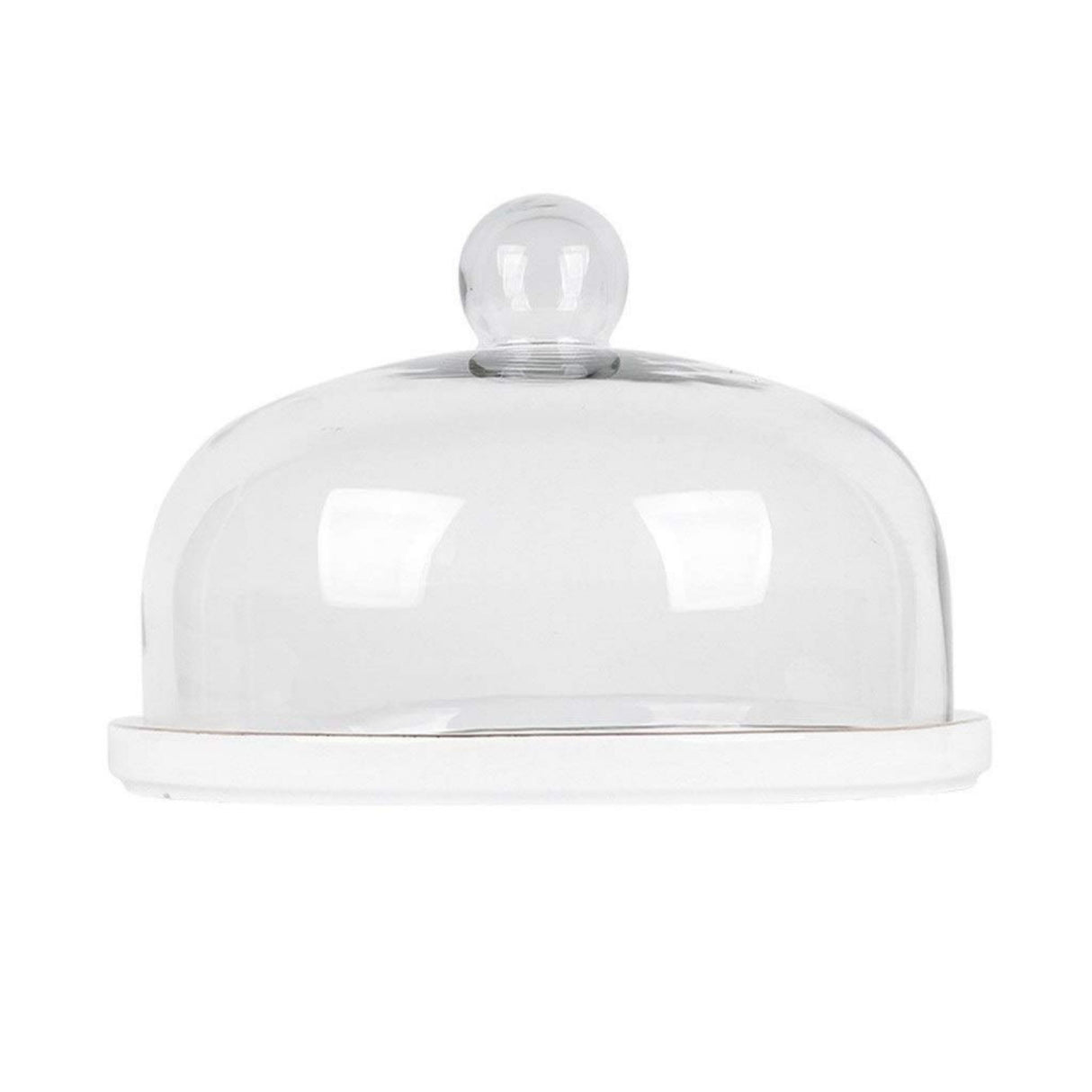 Large size glass cake cover with wooden holder diameter 30 cm