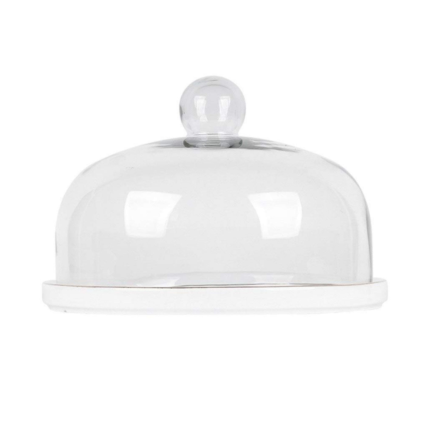 Large size glass cake cover with wooden holder diameter 30 cm