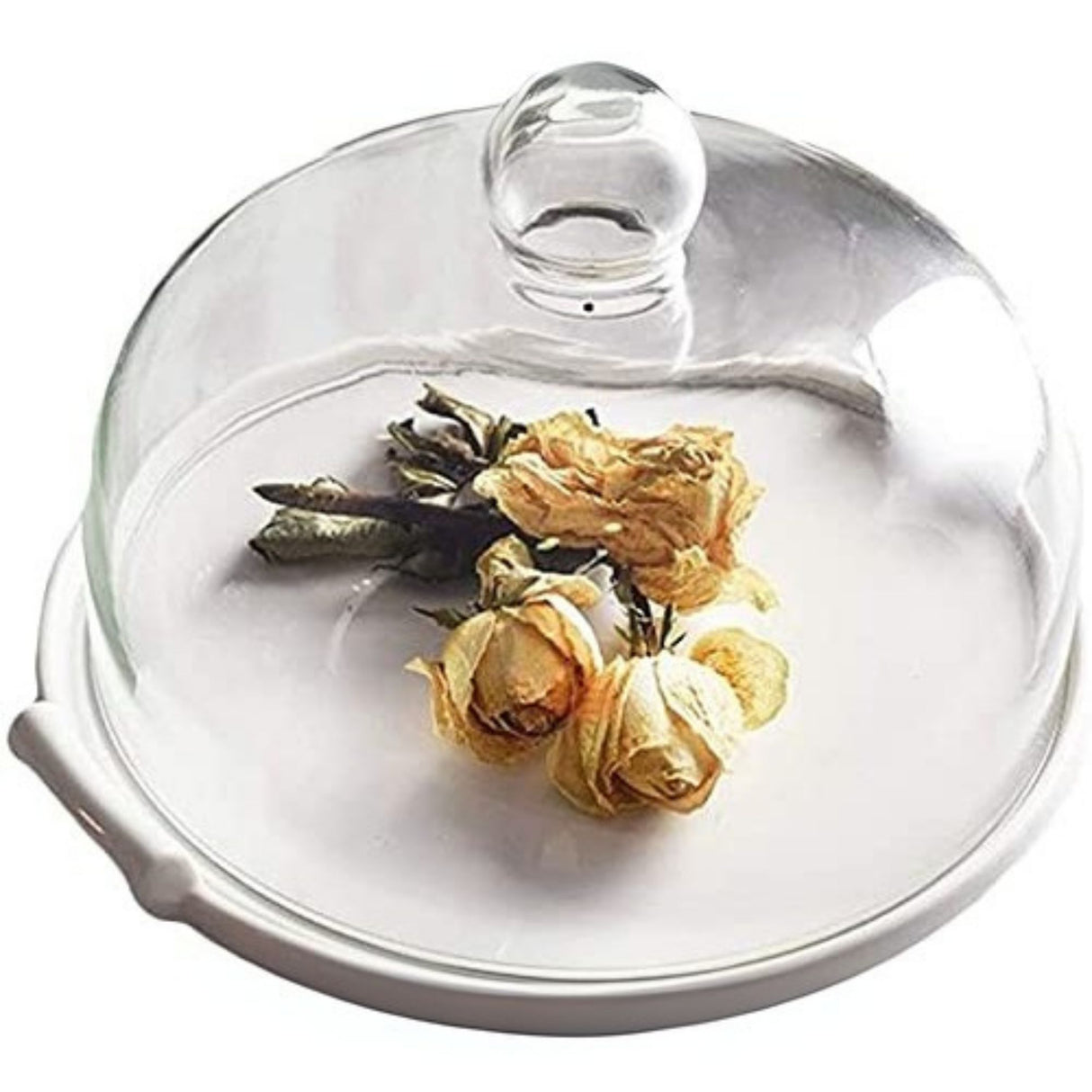 Large size glass cake cover with wooden holder diameter 30 cm