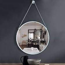 Minimalist Nordic Round Decorative Mirror With A Leather Strap