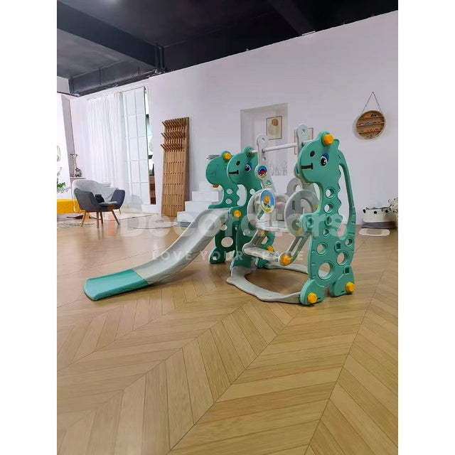 Kids playset green plastic dinosaur slide and swing indoor playroom — iDecorators Kenya