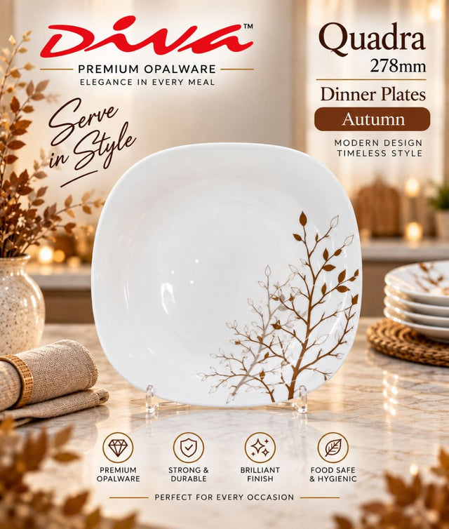 Diva Quadra Midnight Opalware Dinner Plate — 278mm.6 pcs