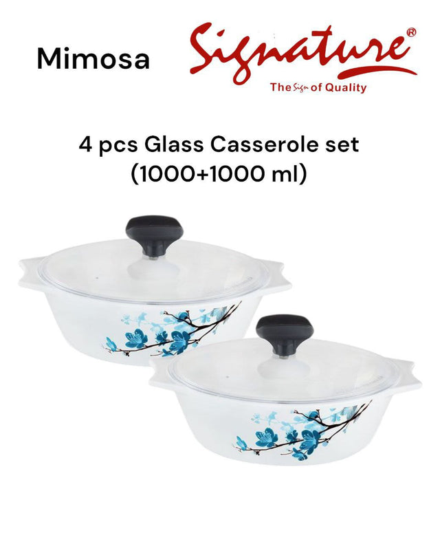 4 pcs Glass Casserole set with Plastic Lid