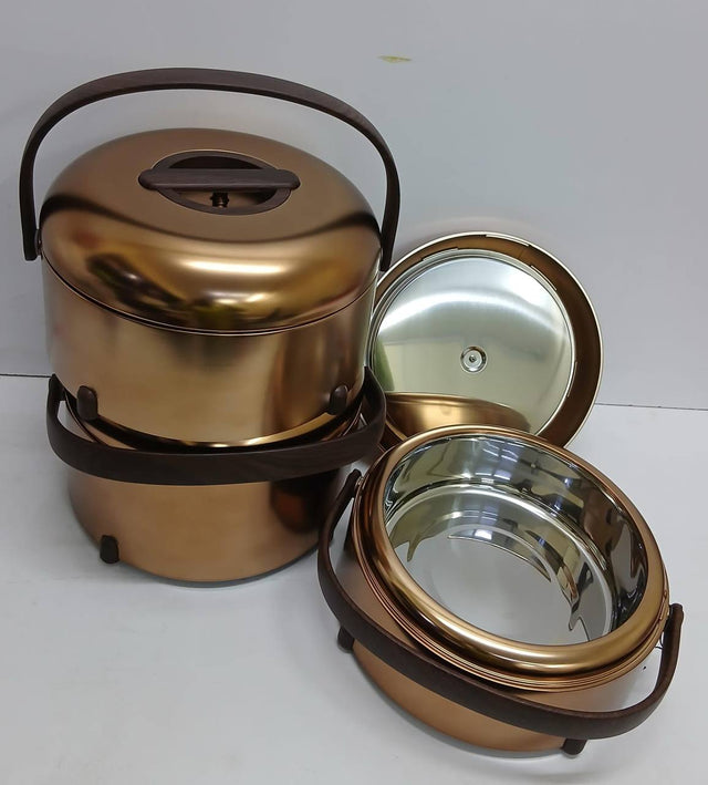 nsulated Hotpot Set with Wood Effect Carry Handles — 3 Pieces