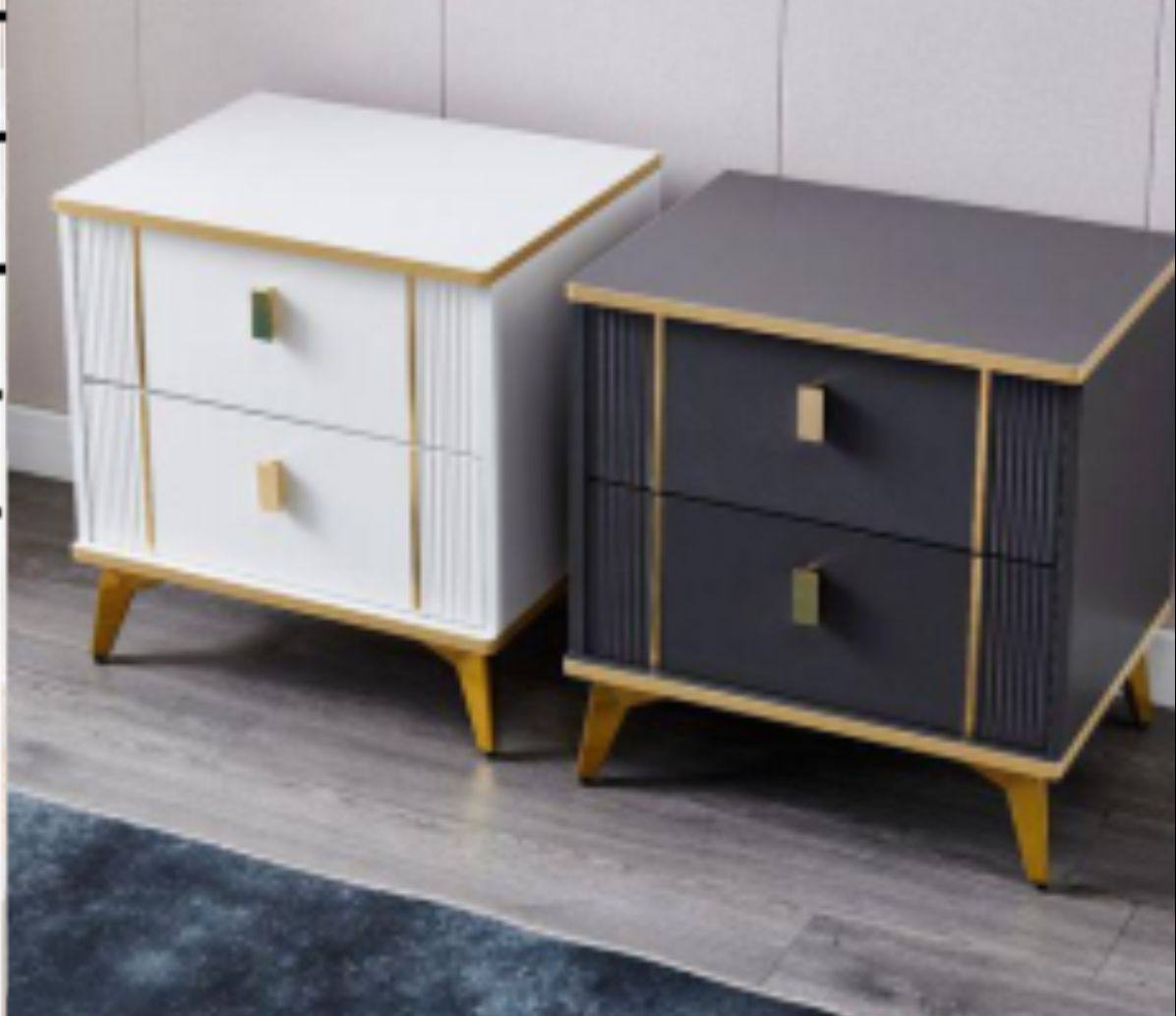 Contemporary Accent Table Nightstand Antique Finish Bed Nightstand with Legs