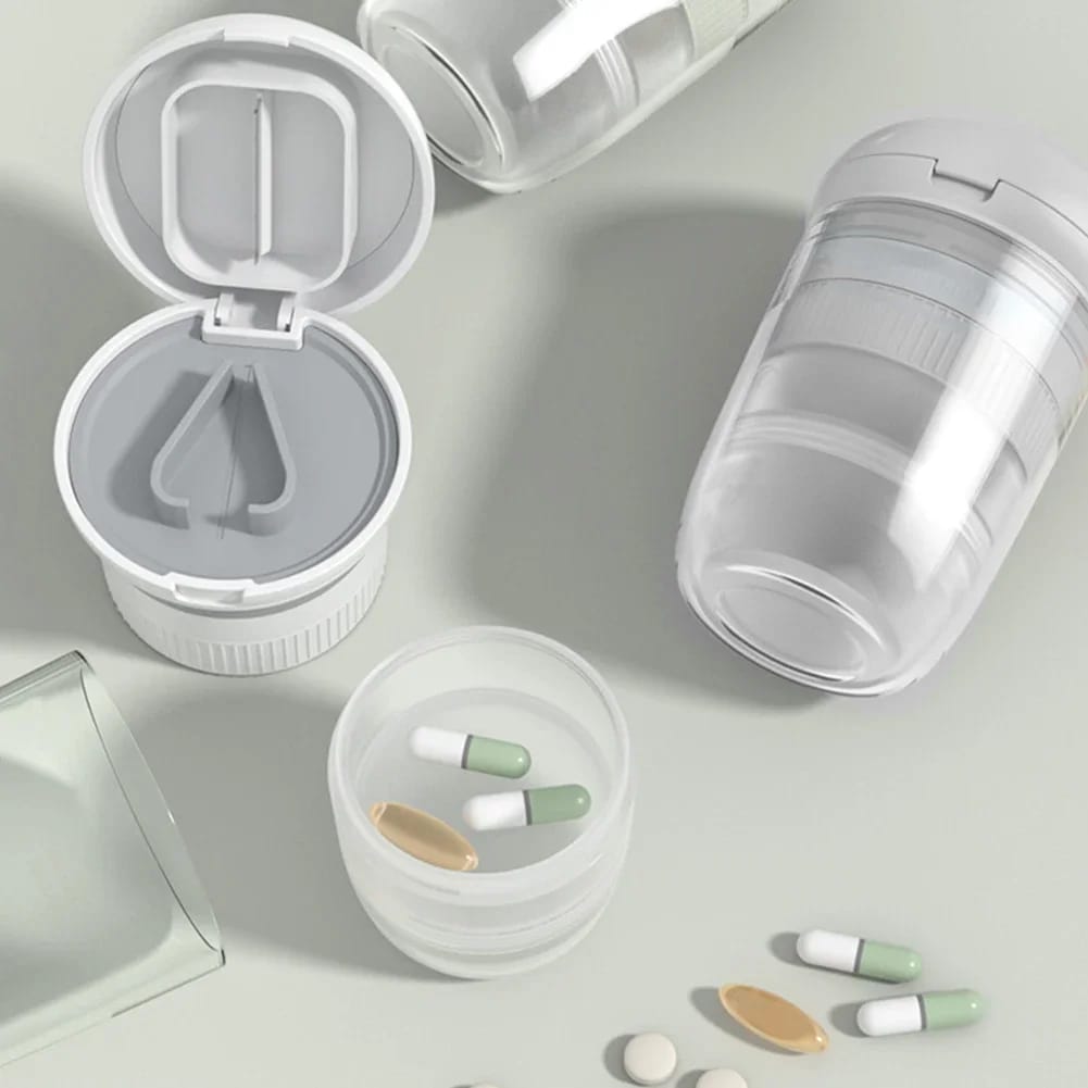 portable Pill Cutter & Medicine Storage Box 4 in 1