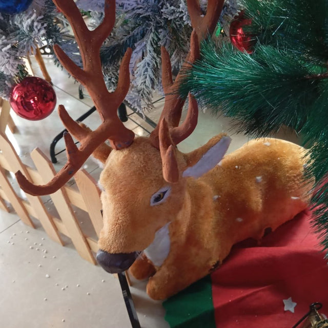 Sitting Christmas Reindeer Figurine