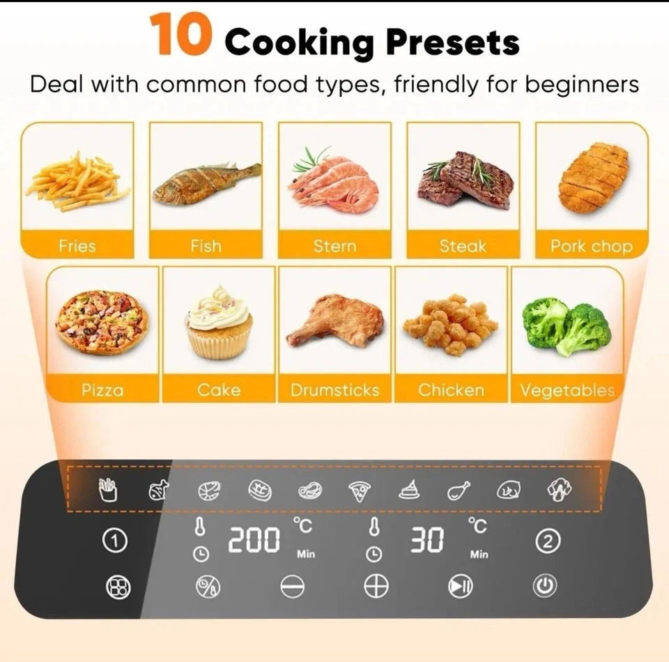 Oil-Free Air Fryer – Double Basket, Large Capacity 8L