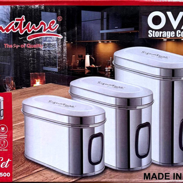 3pcs Stainless Steel Oval Storage