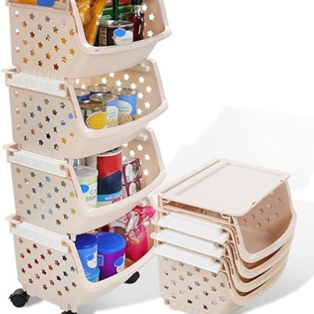 vegetable rack with rid& wheels 4 tier