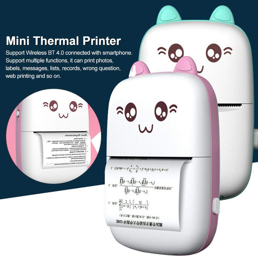 Portable Mini Pocket Bluetooth Thermal Printers with 3 FREE Roll Printing Papers/  Inkless Printer for Labels, Receipt, Photo,Notes, etc