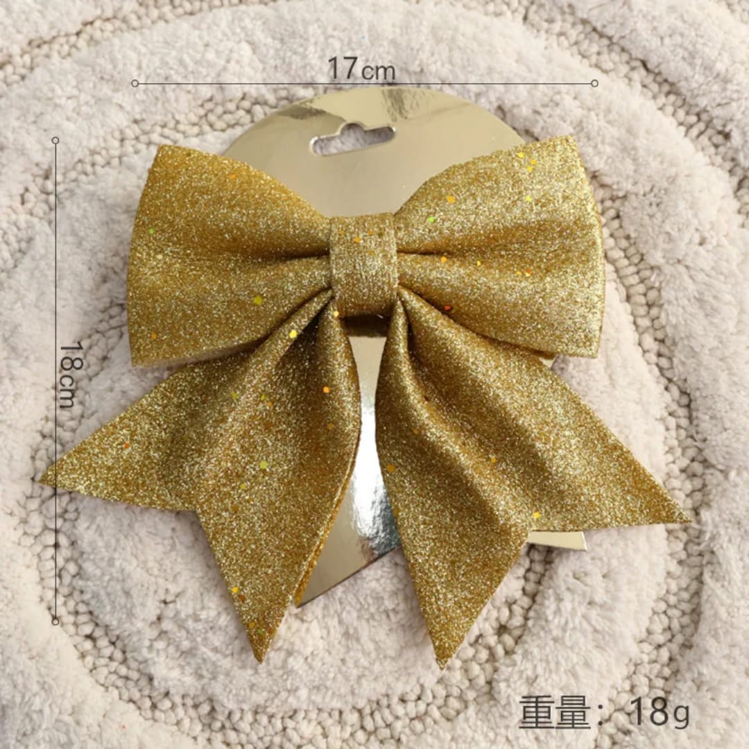 Large Glitter Christmas Bowknot Decor 17cm x 18cm