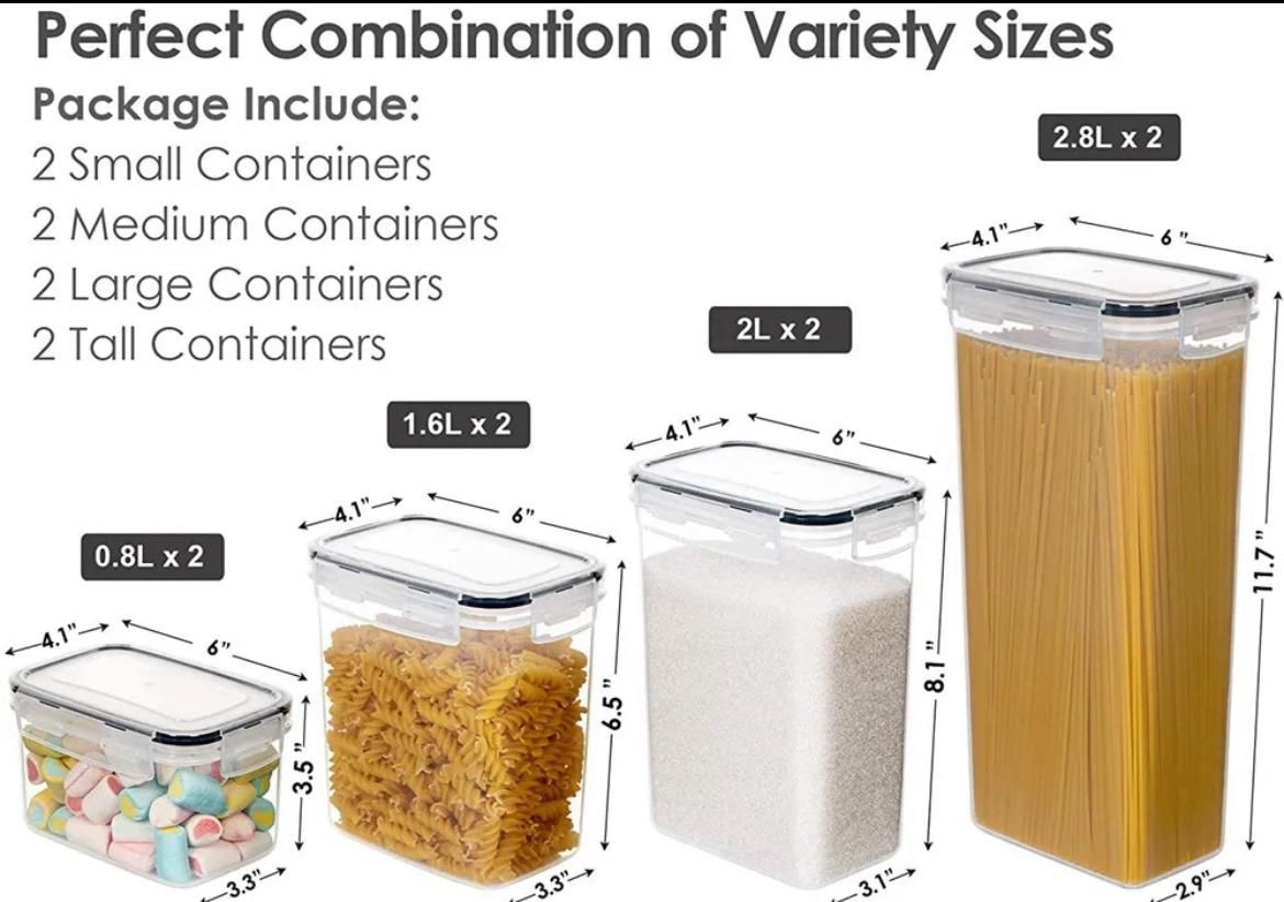 food/cereal pantry storage containers 8pc