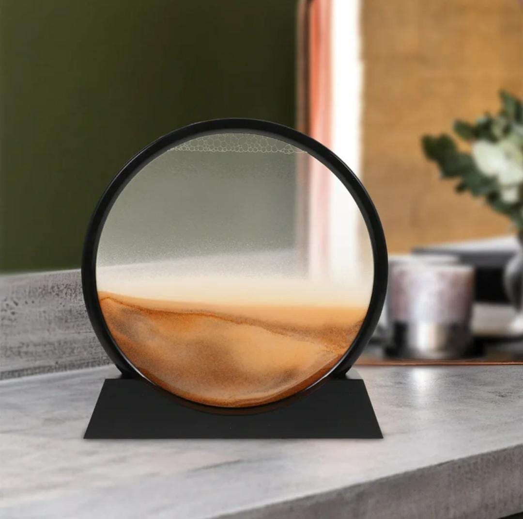 moving sand art round mountain motion flowing sand art picture glass room decor.