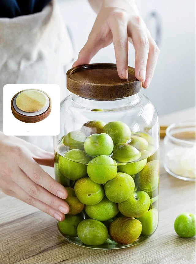 acacia lid, borosilicate glass storage 3 L capacity