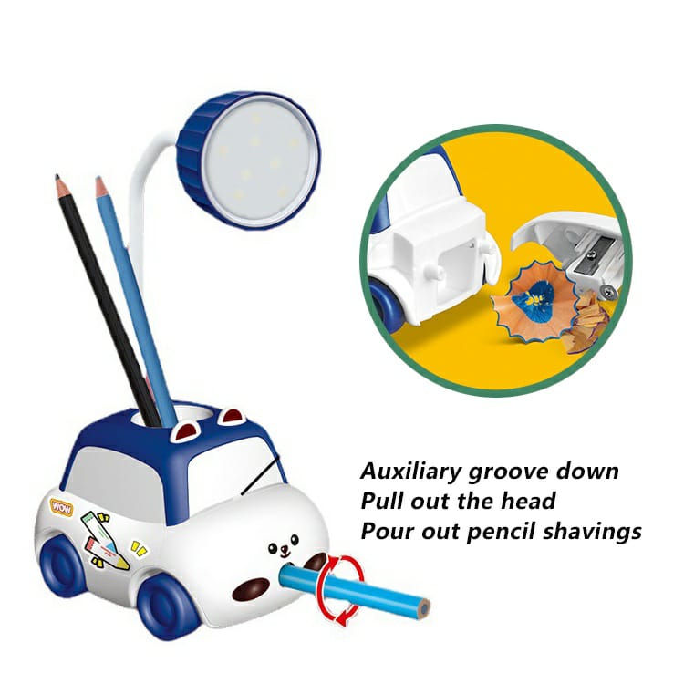 rechargeable Toy Car Study Lamp with Penholder & Sharpener