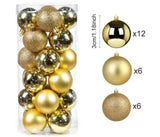 Christmas Decorative Tree Balls silver red and gold 24pcs per set • 3 cm diameter