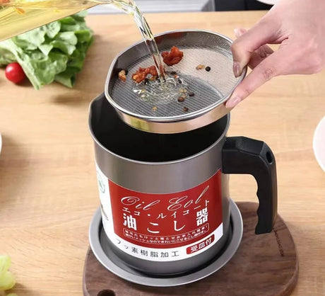 1.7L Oil Filter Jar with Fine Mesh Strainer grc