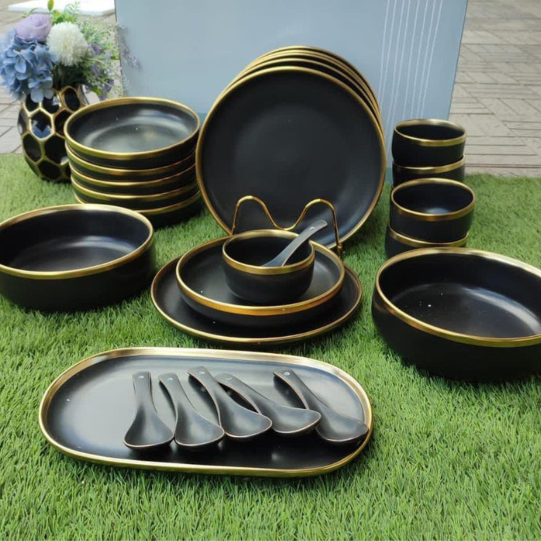 27pcs Dinner Set with gold rim