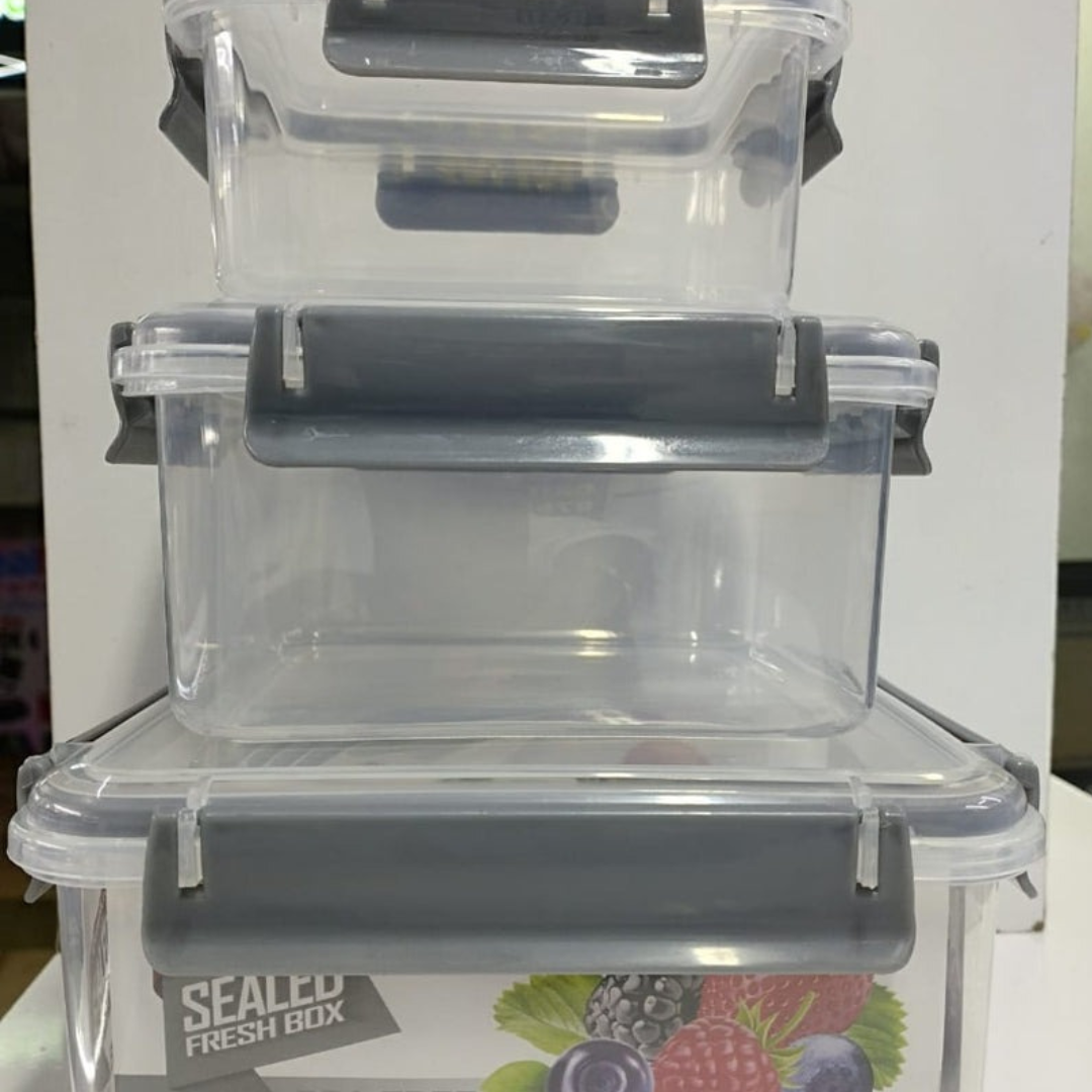 Refrigerator Storage Box with Airtight Seal Lids / Portable Lunch Box set with cutlery