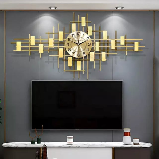 Large Gold metal sunburst Wall Clock