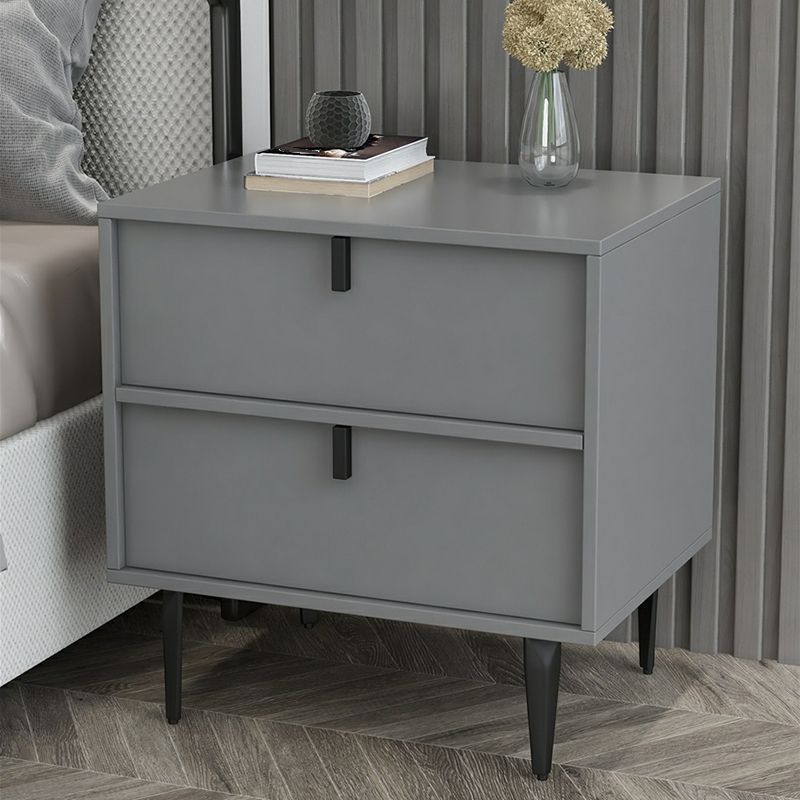 Minimalist Wood Nightstand with 2 Drawers in Small Size for Modern Bedroom