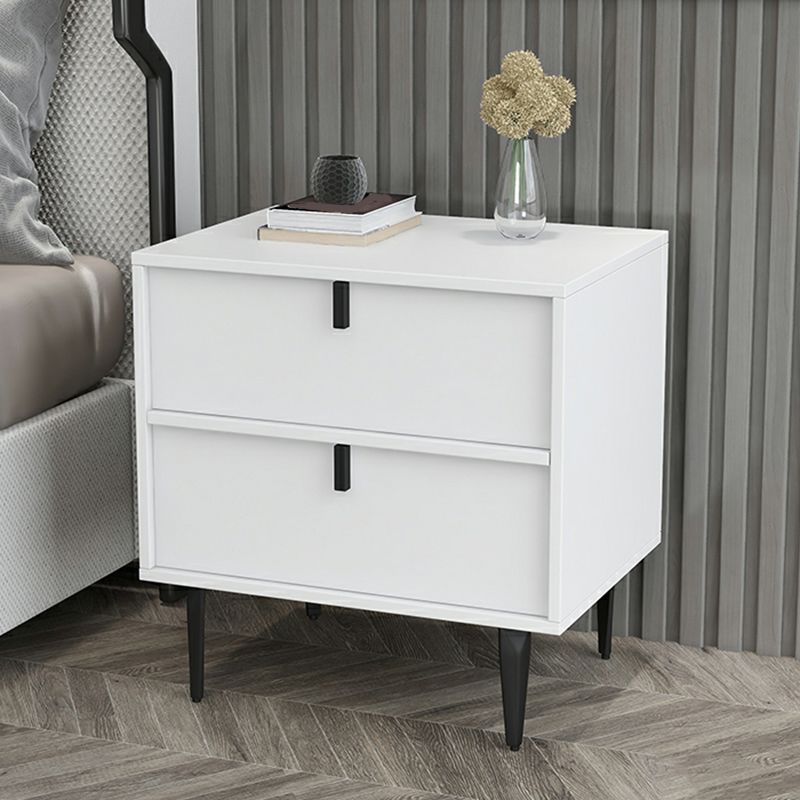 Minimalist Wood Nightstand with 2 Drawers in Small Size for Modern Bedroom