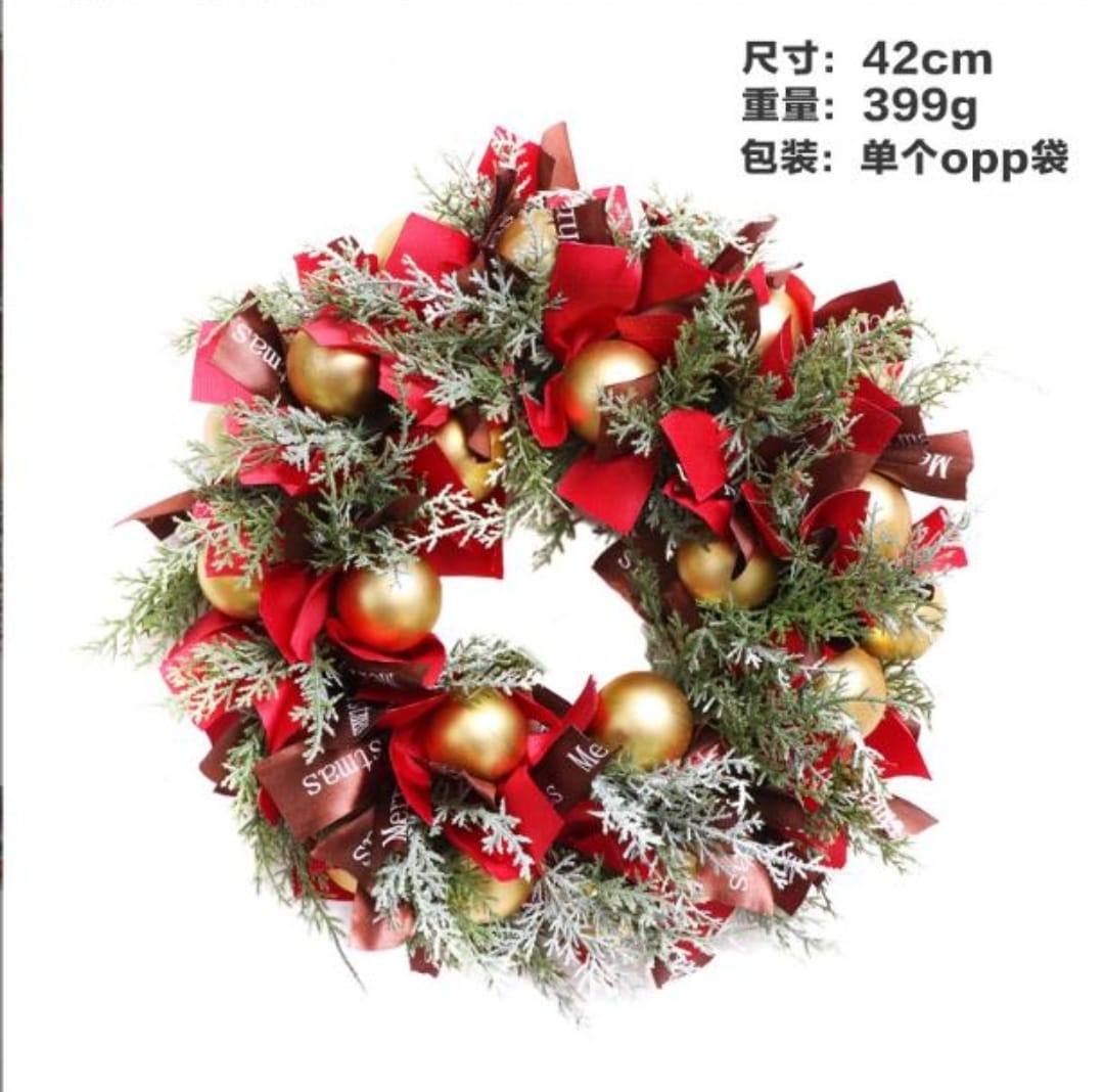 Front Door Christmas Wreath With Christmas Ornaments