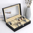 12 Slot Watch Box — PU Leather Briefcase Style Organizer nje
