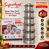 Victoria Stainless Steel Insulated Hotpot Set, 1.5L to 10L — 6 Pieces