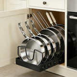 Pot and pan organiser black metal pull out rack with telescopic sliding base — iDecorators Kenya