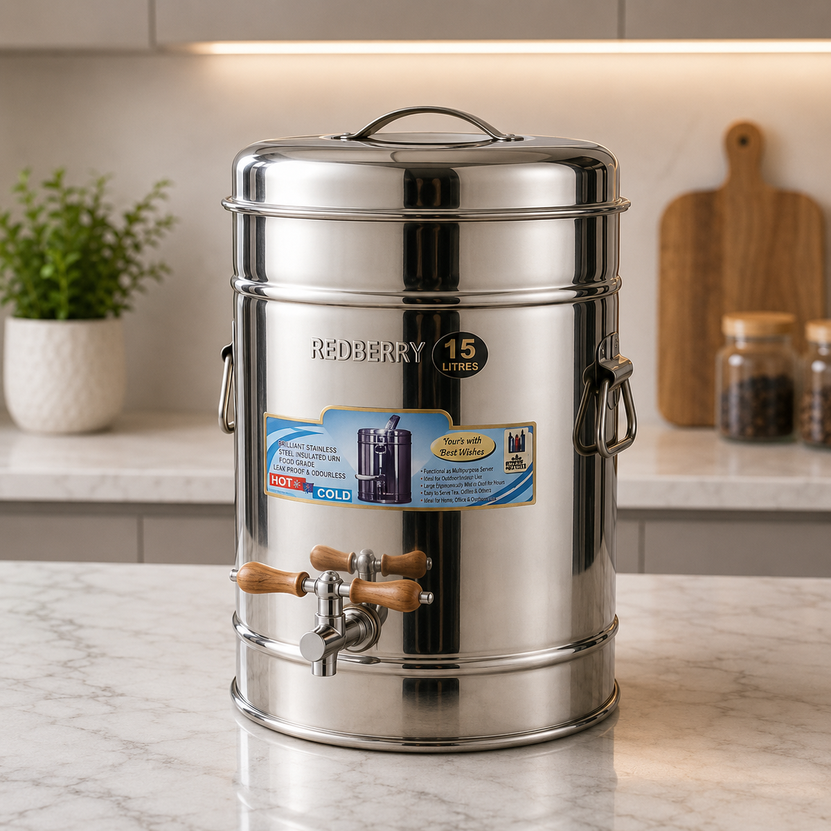 15L Heavy Duty Stainless Steel Insulated Tea Urn
