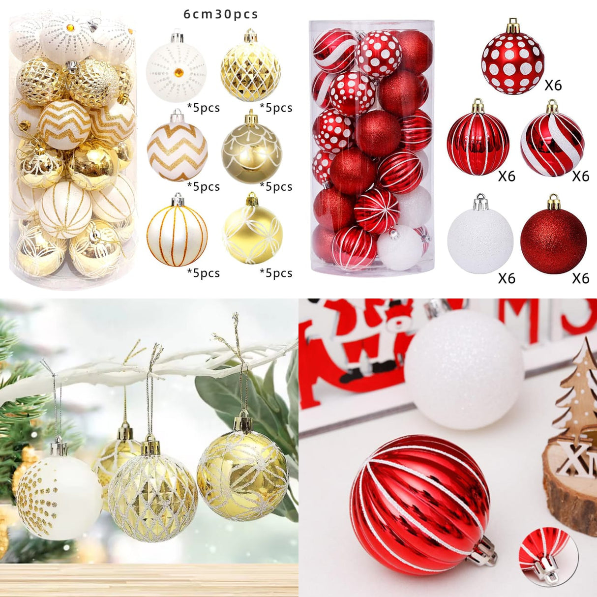 30-Piece 6cm Christmas Tree Balls