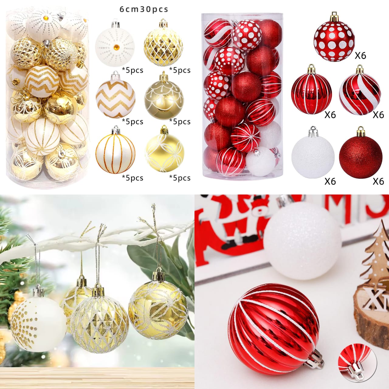 30-Piece 6cm Christmas Tree Balls