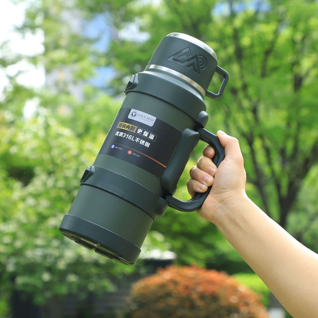 KD Executive Capto Dark Green 316 Stainless Steel Vacuum Flask with Cup Lid and Handle — 3.2L spn