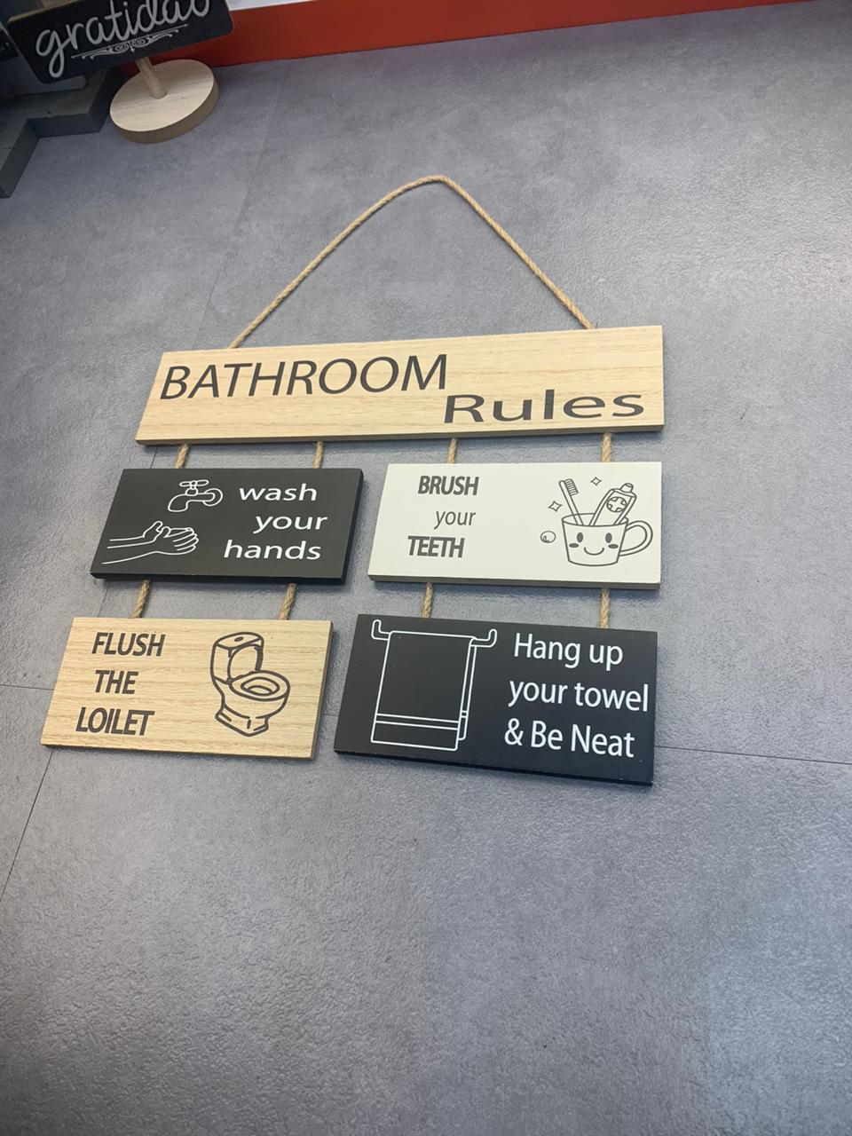 Toilet/Bathroom Wooden Rustic Wall Hangings.