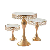Gold Crystal Rim Cake Stand 3-piece set (20 cm, 25 cm, 30 cm)