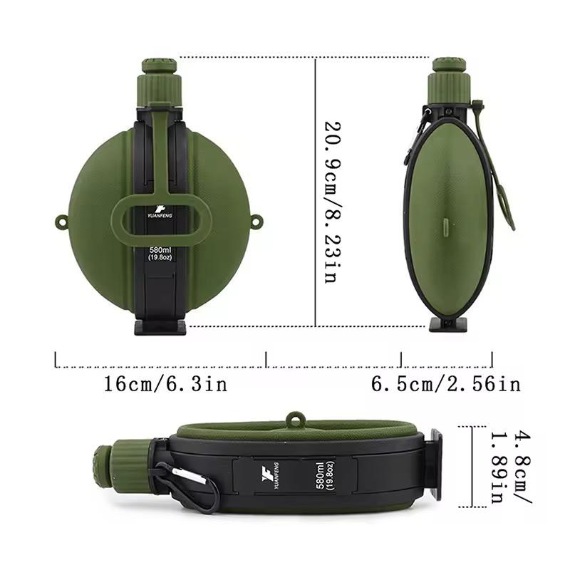 camping outdoor Foldable Silicone Water Bottle With Compass 580 ml