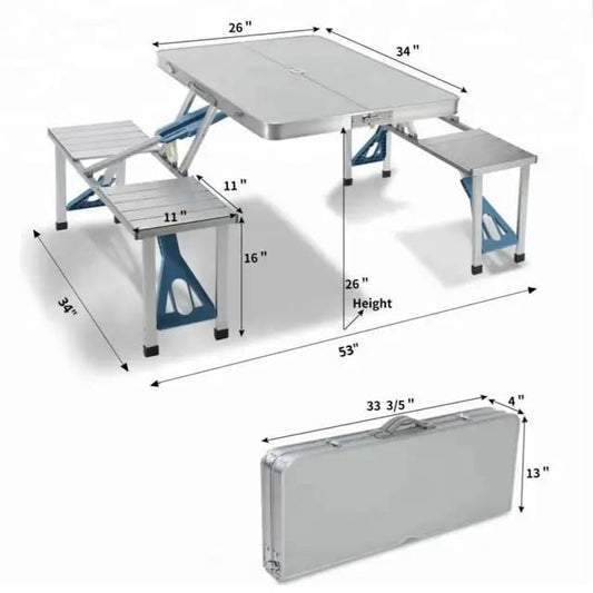 Portable Outdoor camping table Aluminum folding table with seats