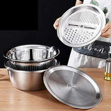 Stainless Steel Mixing Bowl &  Colander Set with Lids (304 Grade) 4-Piece set 26cm