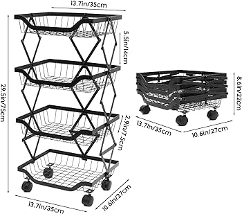 Retractable metallic 5 layer trolley mesh rack