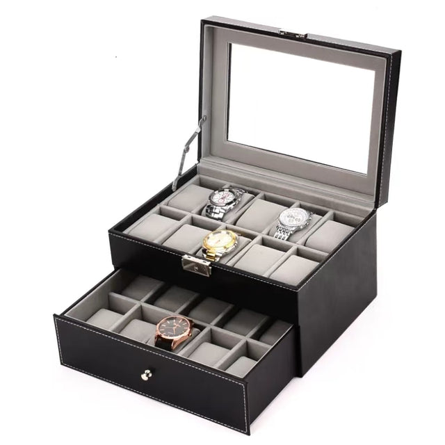 leather watch organizer with lockable key